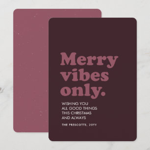 Merry vibes only roligt retro plum jul julkort