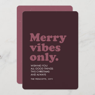Merry vibes only roligt retro plum jul julkort