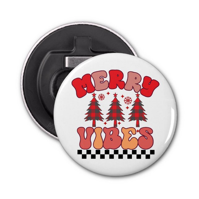 Merry Vibes Retro Groovy-Helgdagar Flasköppnare (Framsidan)