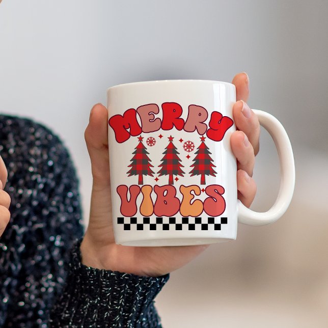 Merry Vibes Retro Groovy-Helgdagar Kaffemugg (Merry Vibes Retro Groovy Christmas Holidays Coffee Mug)