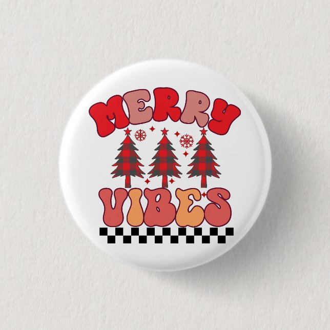 Merry Vibes Retro Groovy-Helgdagar Knapp (Framsida)