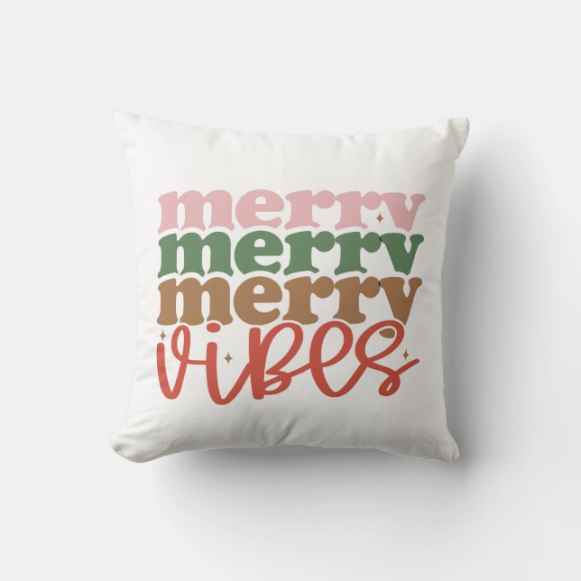 Merry Vibes Retro Groovy-Helgdagar Kudde (Framsida)