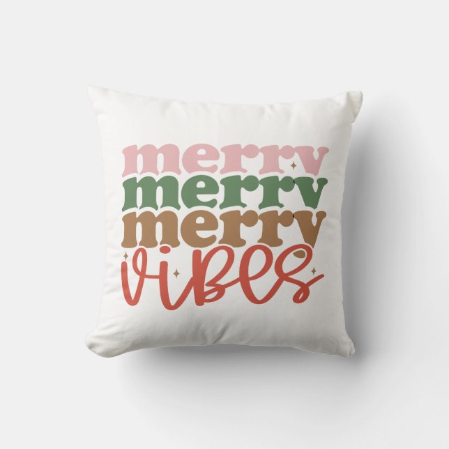 Merry Vibes Retro Groovy-Helgdagar Kudde (Framsida)