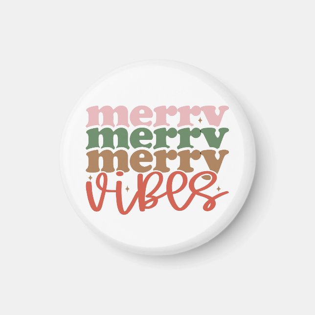 Merry Vibes Retro Groovy-Helgdagar Magnet (Framsidan)