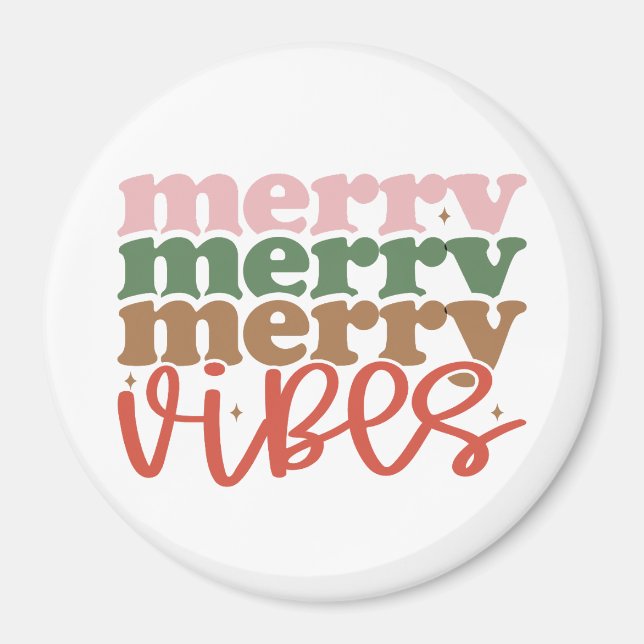 Merry Vibes Retro Groovy-Helgdagar Magnet (Framsidan)