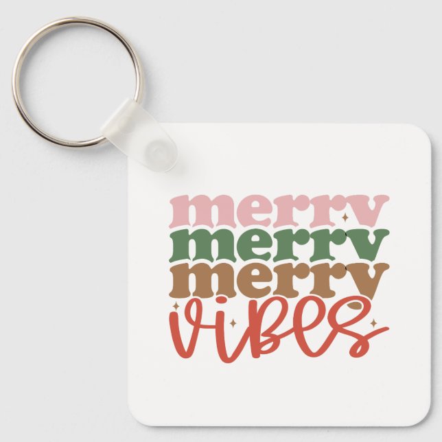 Merry Vibes Retro Groovy-Helgdagar Nyckelring (Framsida)
