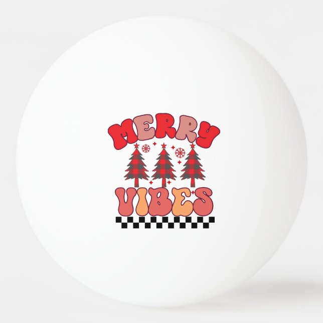 Merry Vibes Retro Groovy-Helgdagar Pingisboll (Framsidan)