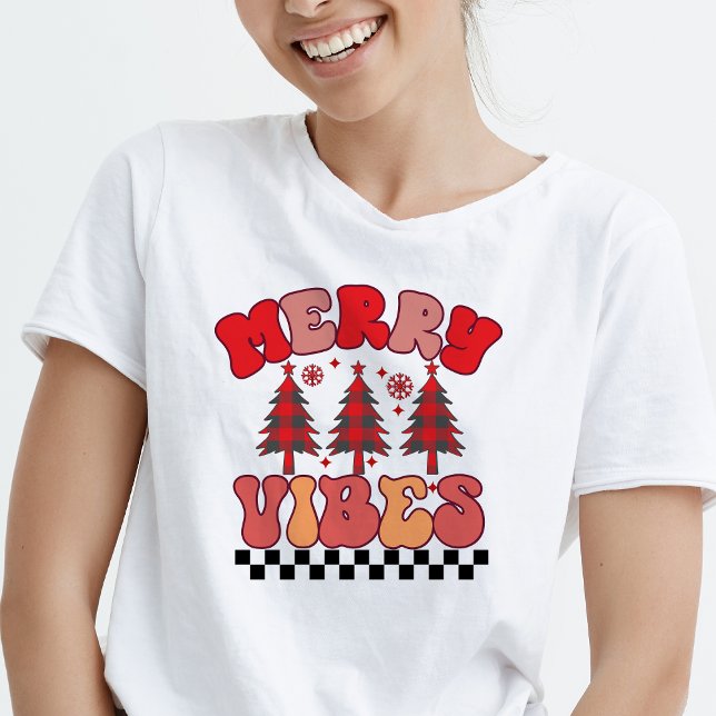 Merry Vibes Retro Groovy-Helgdagar T Shirt (Merry Vibes Retro Groovy Christmas Holidays T-Shirt)