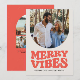 Merry Vibes roligt retro-fotojul Julkort