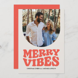 Merry Vibes roligt retro-fotojul Julkort