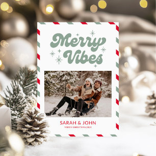 Merry Vibes Roligt Retro Photo jul Julkort