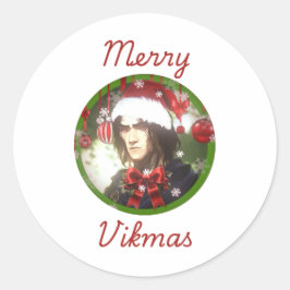 Merry Vikmas Sticker Runt Klistermärke