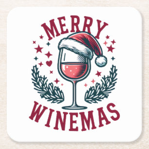 Merry Vin-mas roligt jul Vin Drinkers Desig Underlägg Papper Kvadrat