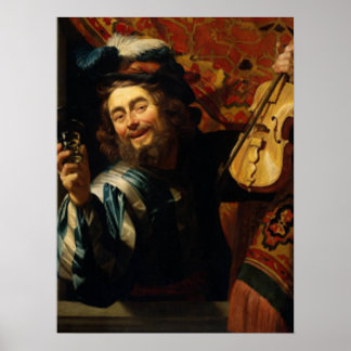 "Merry Violinist with Vin Glass" Poster