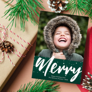 MERRY   Vitt helgdag-kort Julkort