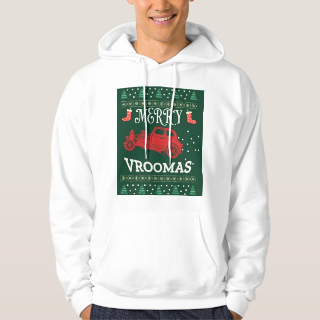 MERRY VROOMAS - CHRISTMAS UGLY SWEATER HOODIE (Framsida)