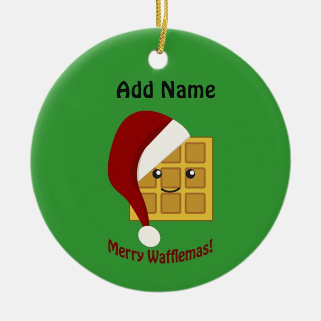 Merry Wafflemas jul Waffle Julgransprydnad Keramik (Framsidan)