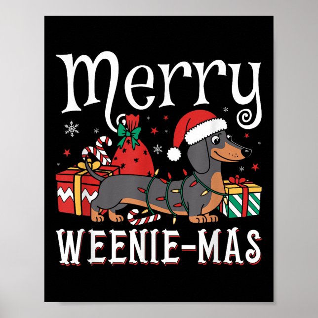 Merry Weenie-mas Weenie Julafton jul Dachshund Poster (Framsidan)