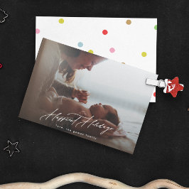 Merry White jul Photo Calligraphy Happiest Julkort