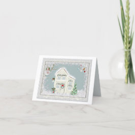 Merry White Julgran Snöflingor Ornaments Helgkort