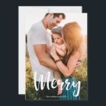 Merry White Script Overlay Photo Collage Family Julkort<br><div class="desc">Helgdag-kort för merry White Script Overlay Photo Collage Family</div>