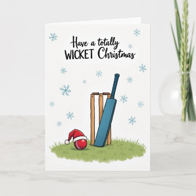 Merry Wicket Cricket Christmas Card Kort (Framsida)