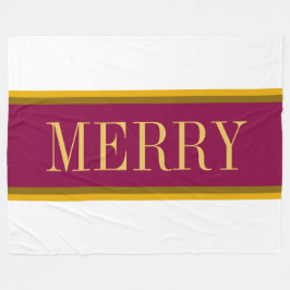 MERRY Wide Festive Burgundy Red White Rand Fleecefilt