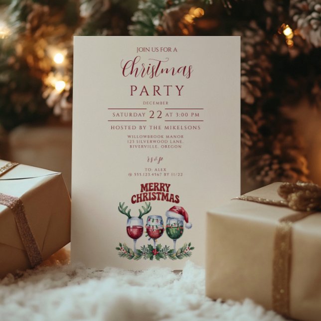 Merry Wine Christmas Inbjudningar (Skapare uppladdad)