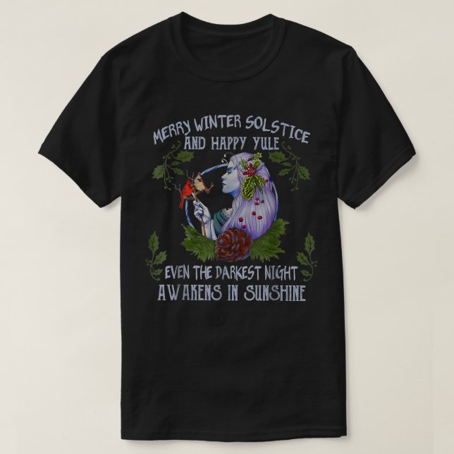 Merry Winter Solstice och Lycklig Yule T Shirt (Design framsida)