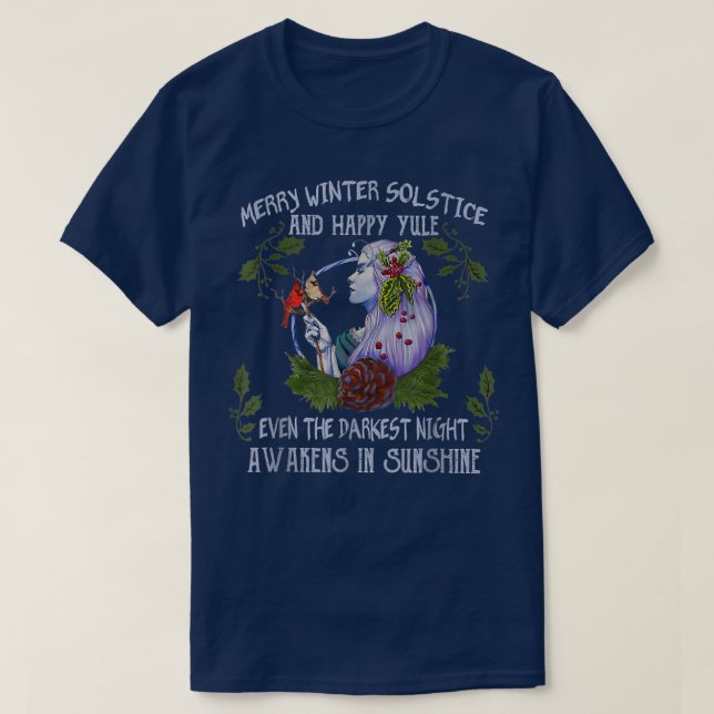 Merry Winter Solstice och Lycklig Yule till och me T Shirt (Design framsida)