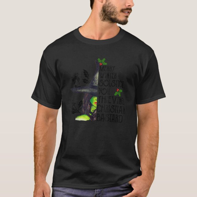 Merry Winter Solstice You Thiving Christian Basta T Shirt (Framsida)
