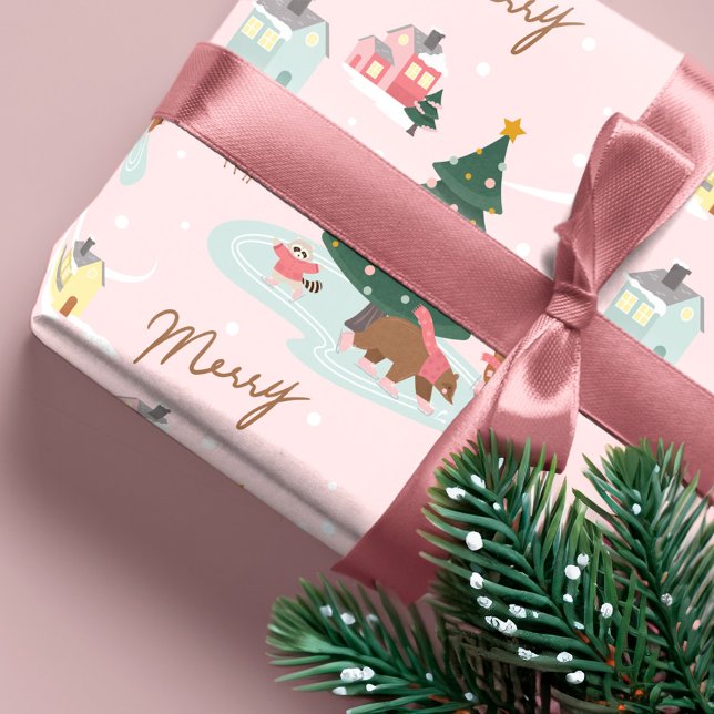 Merry Winter Wonderland Forest Woodland Animals Presentpapper (Merry Winter Wonderland Forest Woodland Animals Wrapping )