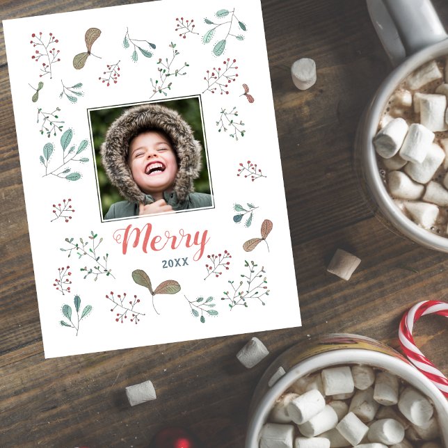Merry Winter Woodland jul Photo Helg Vykort (Skapare uppladdad)