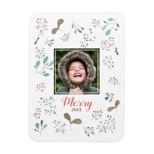 Merry Winter Woodland jul Photo Magnet
