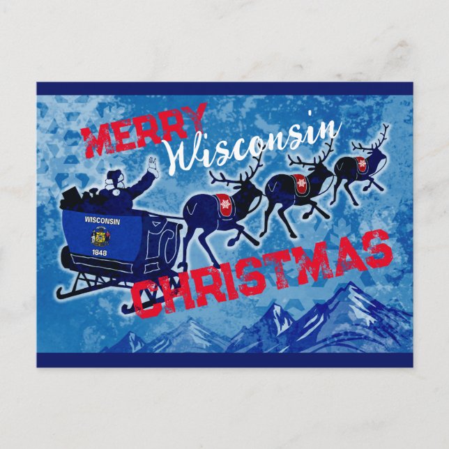Merry Wisconsin flagga julvykort Helg Vykort (Framsida)