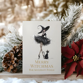Merry Witchmas Gothic Witch Custom Greeting Card Julkort
