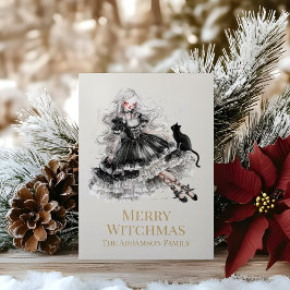 Merry Witchmas Gothic Witch Custom Holiday Card Julkort