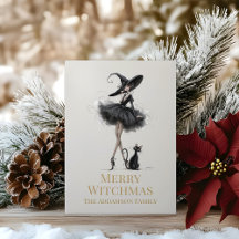 Merry Witchmas gotisk häxa anpassad gratulationsko