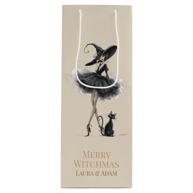 Merry Witchmas Wine Gift Box – Gothic Witch & Cat  (Framsidan)
