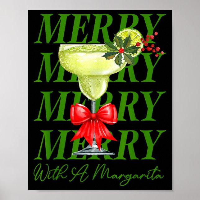 Merry With A Margarita Christmas Drinking Margarit Poster (Framsidan)