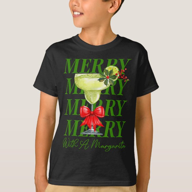 Merry With A Margarita Christmas Drinking Margarit T Shirt (Framsida)