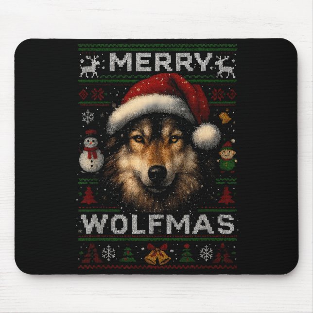 Merry Wolfmas Merry Christmas Wolf Ugly Sweater Fu Musmatta (Framsidan)