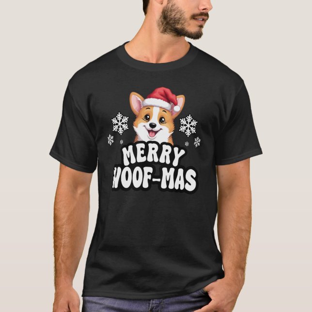 Merry Woof-Mas Welsh Corgi Hund älskare Jolly Fest T Shirt (Framsida)