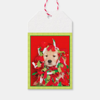 Merry Woofin'Jul Golden Retriever Puppy Presentetikett
