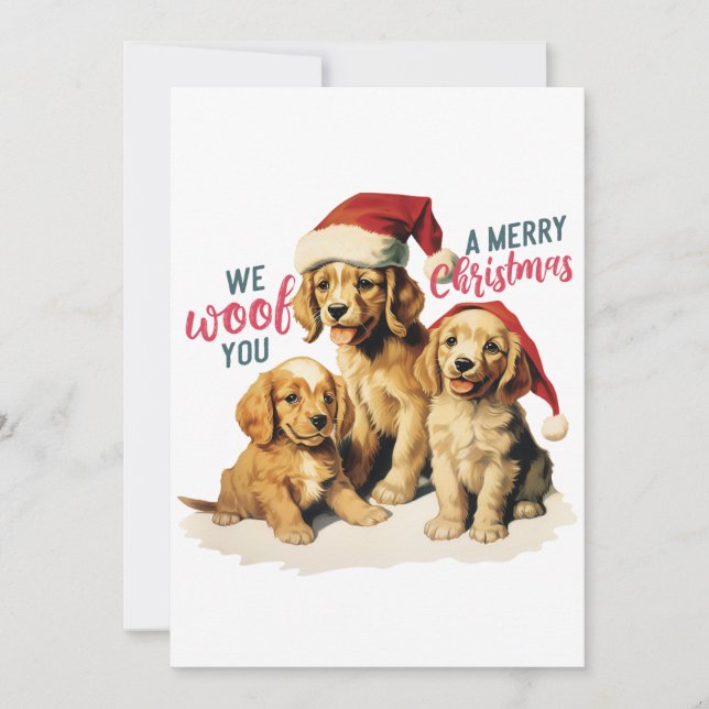 Merry Woofmas 2023: Retro Labrador jul Julkort (Framsida)