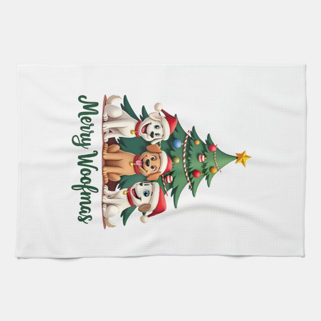 Merry Woofmas (2) Kökshandduk (Horisontell)