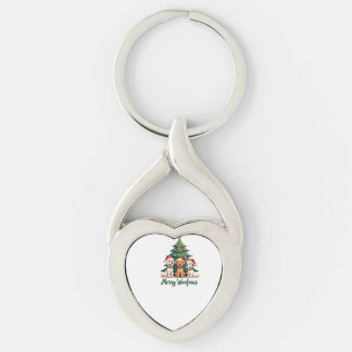Merry Woofmas (2) Twisted Heart Silverfärgad Nyckelring