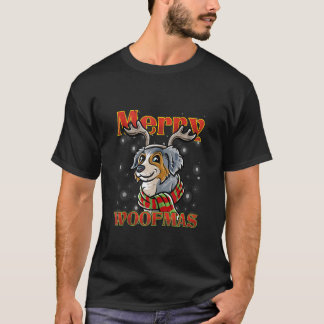 Merry Woofmas Australian Shepherd Reindeer Dog Chr T Shirt