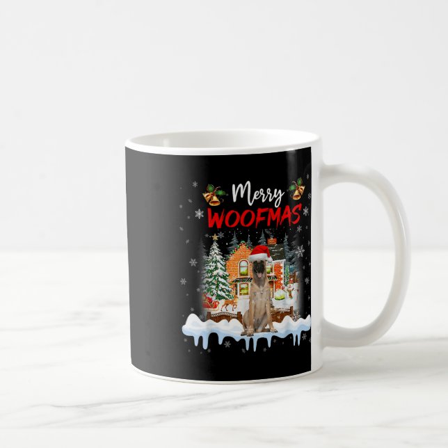 Merry Woofmas Belgium Shepherd Julgran Hund Kaffemugg (Höger)
