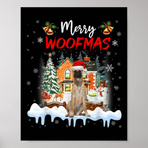 Merry Woofmas Belgium Shepherd Julgran Hund Poster